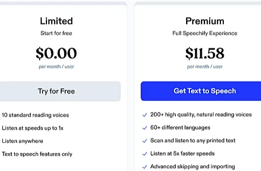 Speechify Pricing Plans